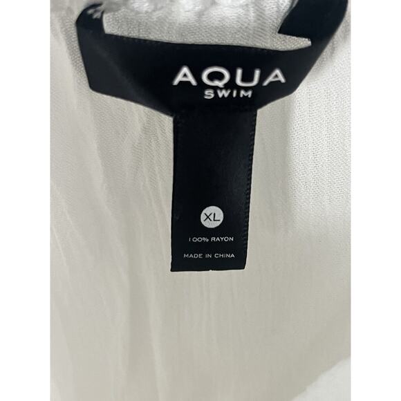 NWT Aqua Swim Tiered Cover-up Maxi Dress •Women XL• Ivory Smocked Sleeveless - Picture 7 of 11